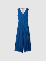 Reiss Cobalt Blue Estelle Pleated Belted Jumpsuit - Image 2 of 6