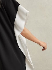 Reiss Black/Nude Alani Colourblock Side Drape Tunic - Image 5 of 6