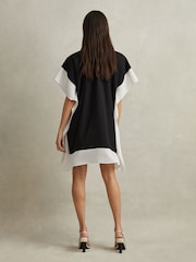 Reiss Black/Nude Alani Colourblock Side Drape Tunic - Image 6 of 6
