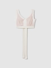 Reiss Nude/Ivory Rosalia Contrast Trim Co-Ord Crop Top - Image 2 of 6