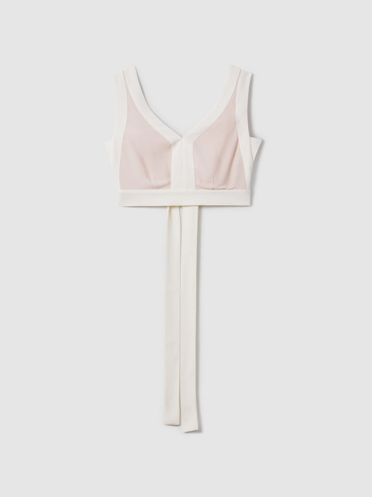 Reiss Nude/Ivory Rosalia Contrast Trim Co-Ord Crop Top - Image 2 of 6
