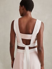 Reiss Nude/Ivory Rosalia Contrast Trim Co-Ord Crop Top - Image 5 of 6
