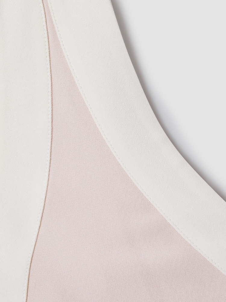 Reiss Nude/Ivory Rosalia Contrast Trim Co-Ord Crop Top - Image 6 of 6