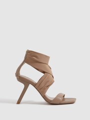 Reiss Nude Remi Wrap Front Angled Heels - Image 1 of 5