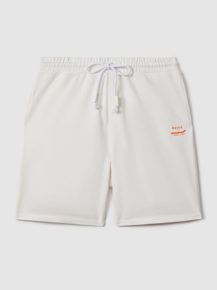 Reiss x McLaren F1 Team White 100% Cotton Drawstring Shorts - Image 2 of 7