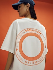 Reiss x McLaren F1 Team White McLaren F1 Oversized Cotton Crew Neck T-Shirt - Image 9 of 11