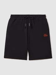 Reiss x McLaren F1 Team Black McLaren F1 Cotton Drawstring Shorts - Image 2 of 7