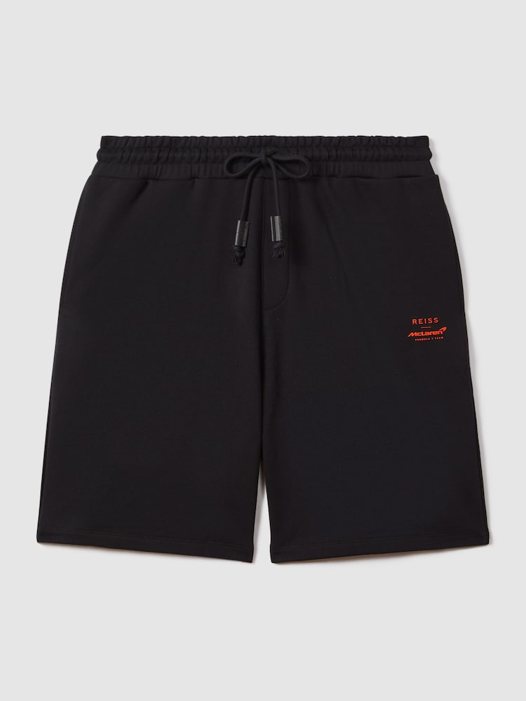 Reiss x McLaren F1 Team Black McLaren F1 Cotton Drawstring Shorts - Image 2 of 7