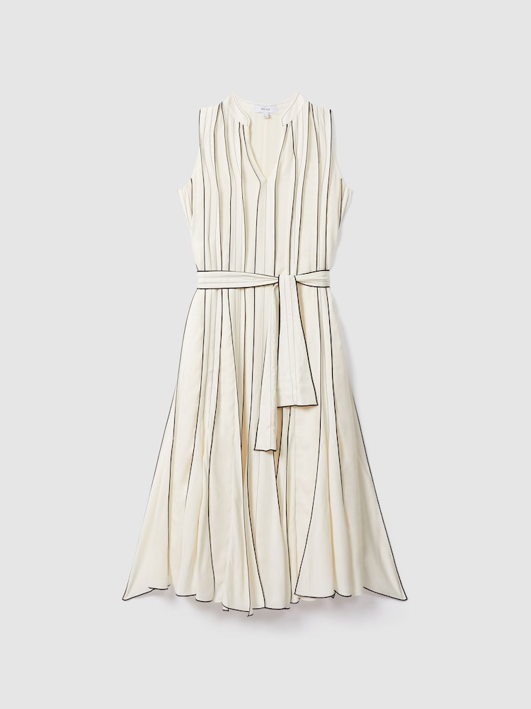 Reiss Ivory Sarah Contrast Ruffle Midi Dress - Image 2 of 7