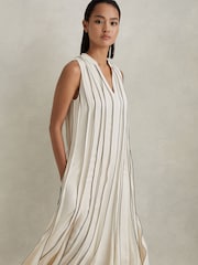 Reiss Ivory Sarah Contrast Ruffle Midi Dress - Image 6 of 7