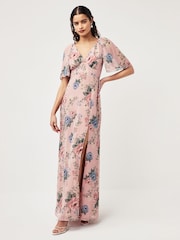 Anaya With Love Pink Floral Maxi Bridesmaid Dress - Image 1 of 4