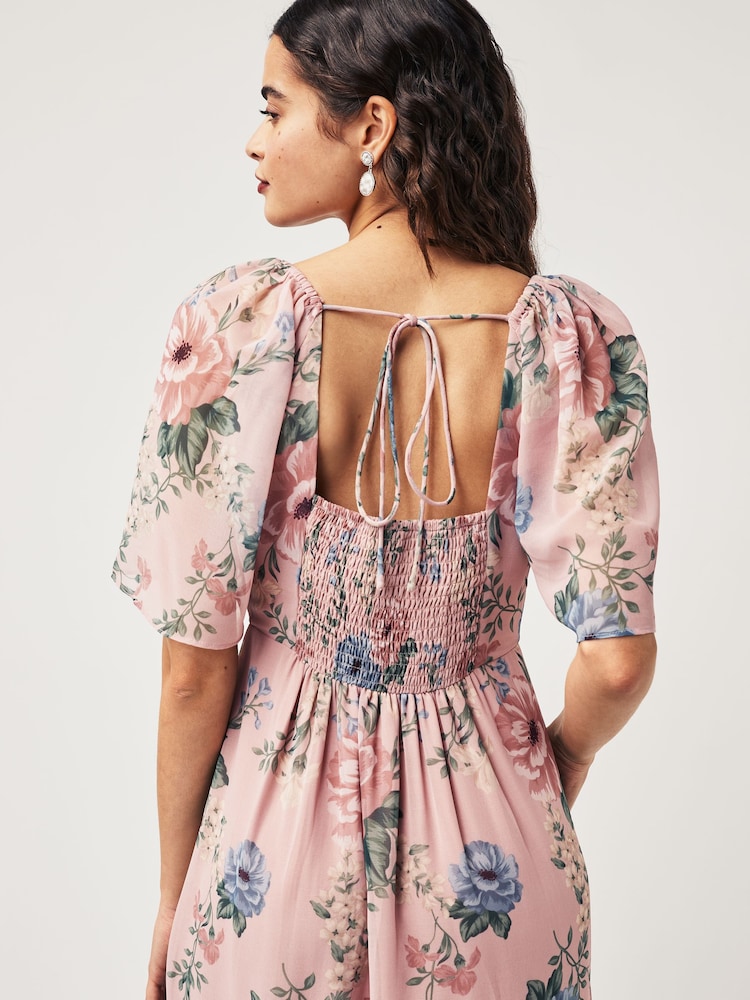 Anaya With Love Pink Floral Maxi Bridesmaid Dress - Image 4 of 4