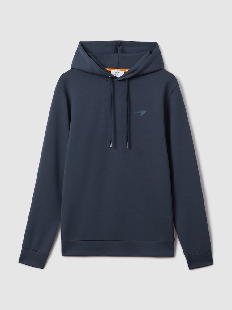 Reiss x McLaren F1 Team Airforce Blue McLaren F1 Interlock Jersey Hoodie - Image 2 of 8 Reiss x McLaren F1 Team Airforce Blue McLaren F1 Interlock Jersey Hoodie - Image 2 of 8