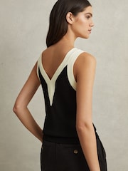 Reiss Black/White Tessa Colourblock V-Neck Vest - Image 5 of 5