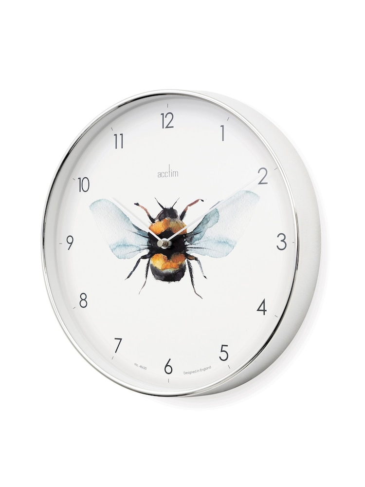 Acctim Clocks Chrome Bee 30cm Wall Clock - Image 2 of 3 Acctim Clocks Chrome Bee 30cm Wall Clock - Image 2 of 3