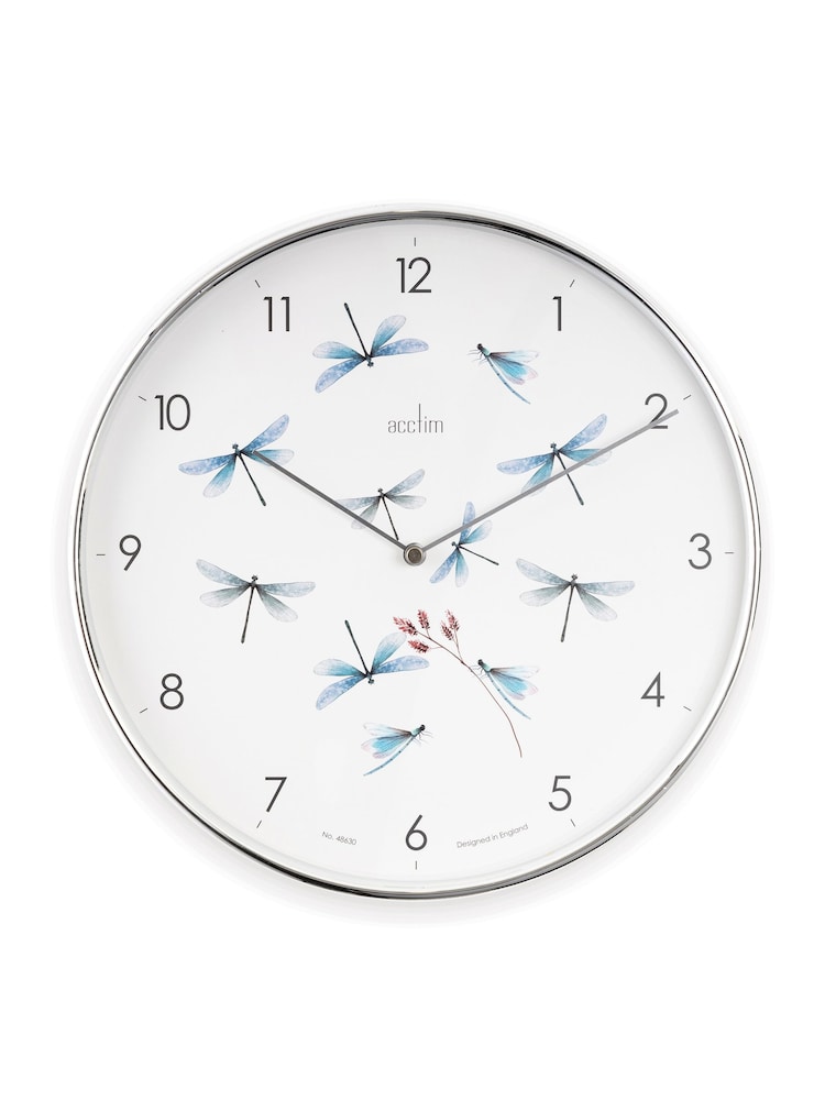 Acctim Clocks Chrome Dragonfly 30cm Clock - Image 1 of 3