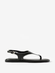Mint Velvet Black Luna Slingback Leather Sandals - Image 2 of 5