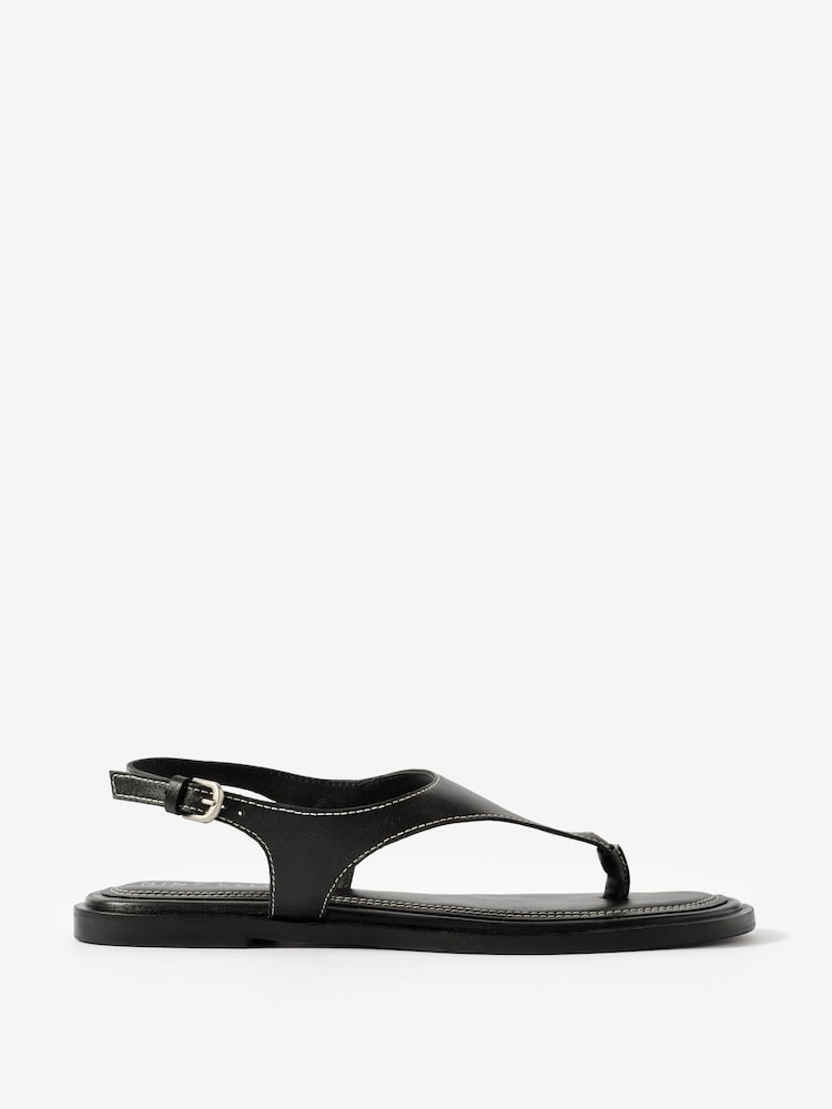 Mint Velvet Black Luna Slingback Leather Sandals - Image 2 of 5 Mint Velvet Black Luna Slingback Leather Sandals - Image 2 of 5
