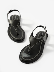 Mint Velvet Black Luna Slingback Leather Sandals - Image 4 of 5