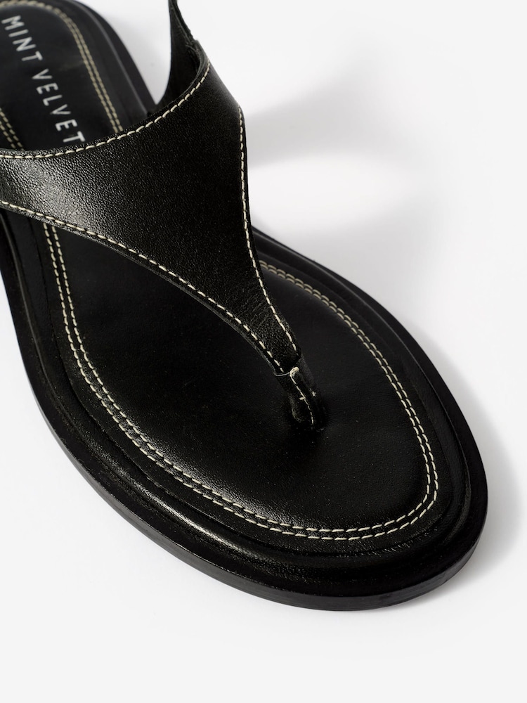 Mint Velvet Black Luna Slingback Leather Sandals - Image 5 of 5 Mint Velvet Black Luna Slingback Leather Sandals - Image 5 of 5