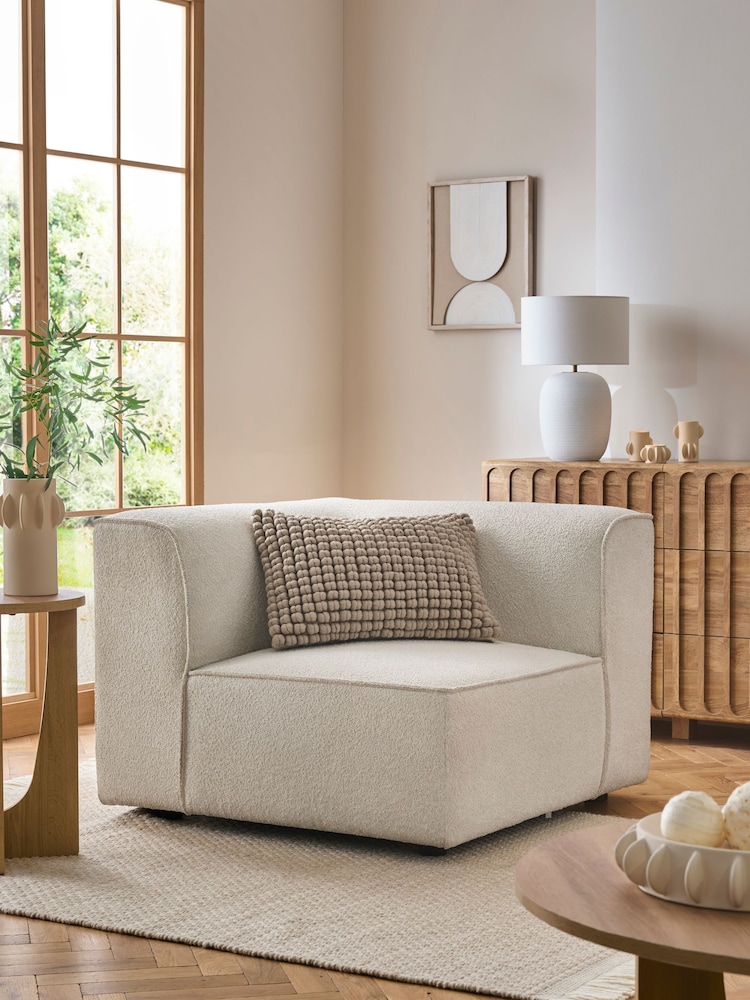 Casual Boucle Oyster Single Corner Piece Alba Modular Sofa - Image 1 of 11