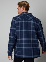 Threadbare Cyan Blue 100% Cotton Check Borg Lined Shacket - Image 2 of 4