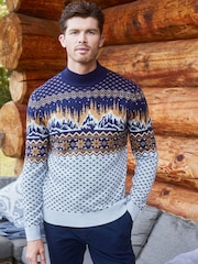 Threadbare Grey Turtle Neck Christmas Jumper - Image 1 of 4
