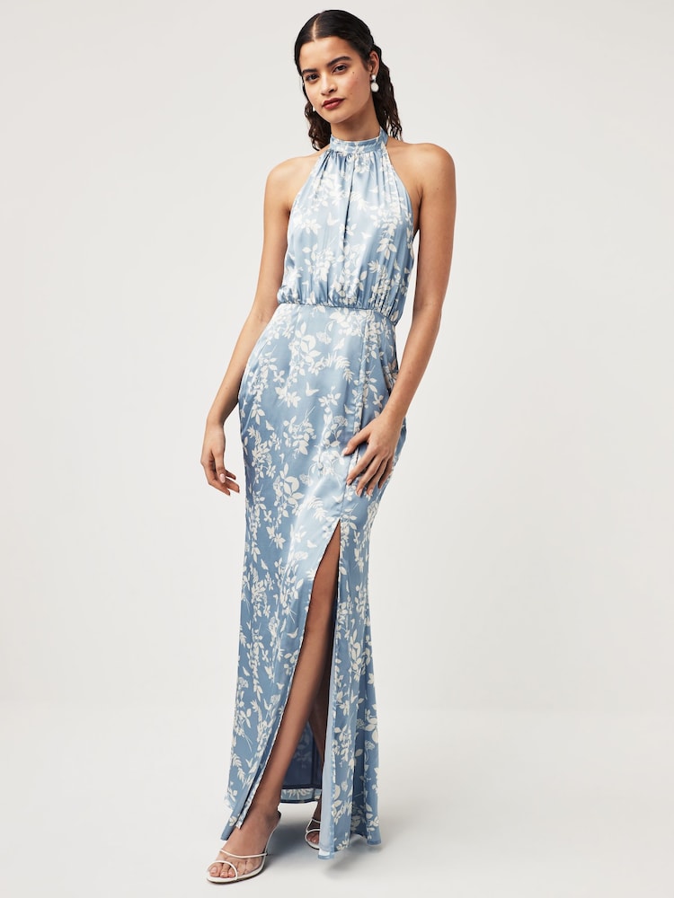 Anaya With Love Blue Floral Satin Maxi Bridesmaid Dress - Image 1 of 3