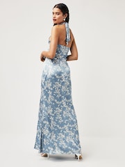 Anaya With Love Blue Floral Satin Maxi Bridesmaid Dress - Image 2 of 3