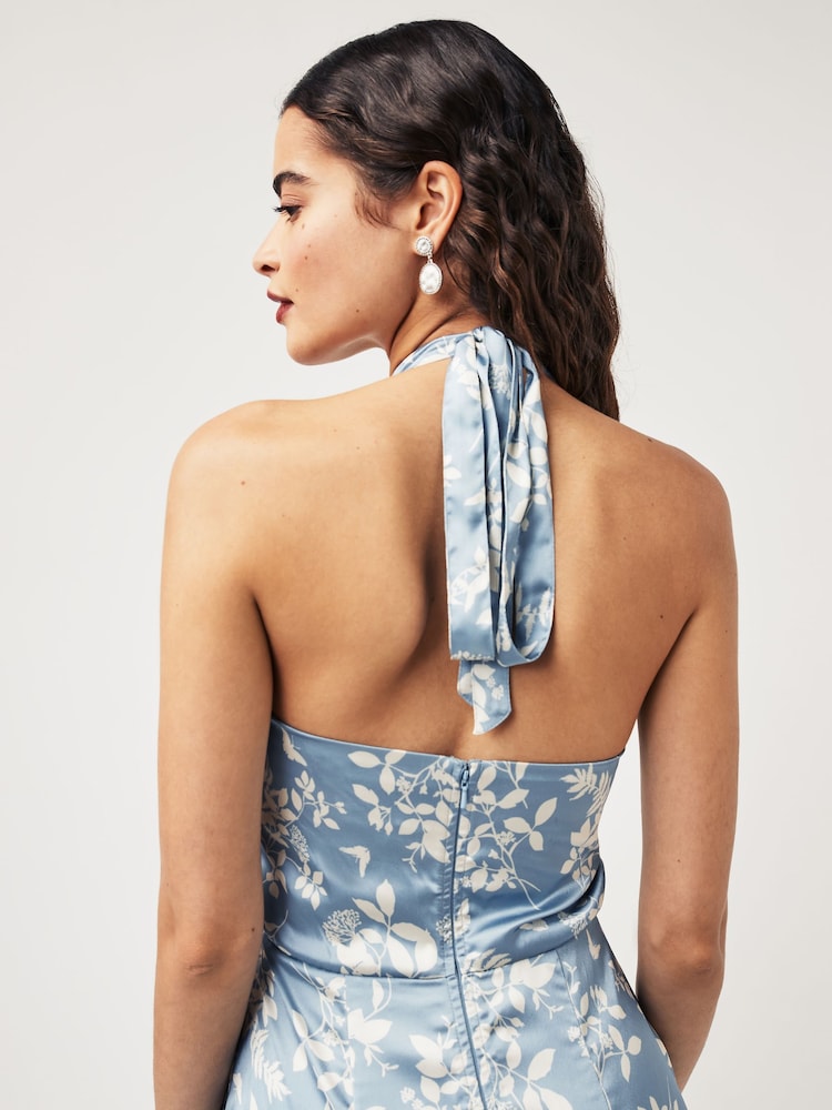 Anaya With Love Blue Floral Satin Maxi Bridesmaid Dress - Image 3 of 3