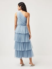 Anaya With Love Blue Tulle One Shoulder Tiered Midaxi Bridesmaid Dress - Image 2 of 5