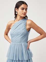 Anaya With Love Blue Tulle One Shoulder Tiered Midaxi Bridesmaid Dress - Image 5 of 5
