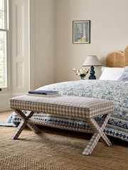 Nina Campbell Natural Bracken Gingham Check Rosebury Bench - Image 2 of 6