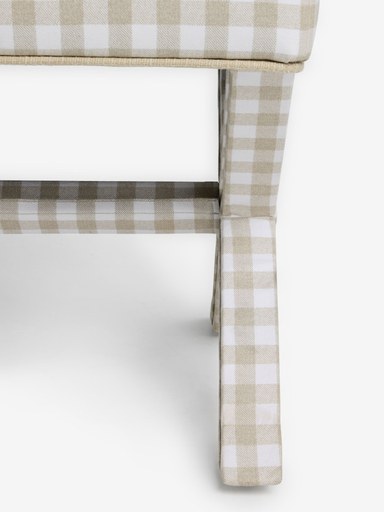 Nina Campbell Natural Bracken Gingham Check Rosebury Bench - Image 6 of 6