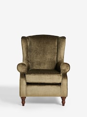 Plush Chenille Moss Green Sherlock Highback Armchair - Image 2 of 10