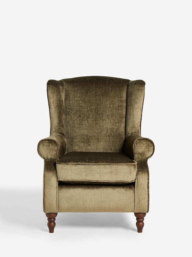 Plush Chenille Moss Green Sherlock Highback Armchair - Image 2 of 10