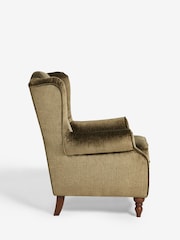 Plush Chenille Moss Green Sherlock Highback Armchair - Image 6 of 10