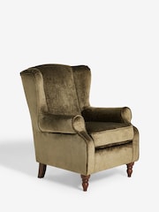 Plush Chenille Moss Green Sherlock Highback Armchair - Image 7 of 10