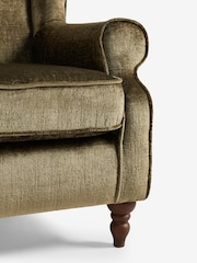 Plush Chenille Moss Green Sherlock Highback Armchair - Image 9 of 10