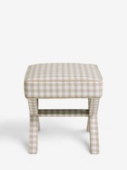 Nina Campbell Natural Bracken Gingham Check Walton Footstool - Image 3 of 5
