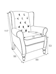 Plush Chenille Slate Blue Grande Sherlock Highback Armchair - Image 5 of 10