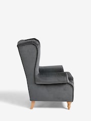 Plush Chenille Slate Blue Grande Sherlock Highback Armchair - Image 7 of 10