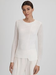 Reiss Ivory Hazel Knitted Crew Neck Top - Image 1 of 6