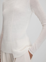 Reiss Ivory Hazel Knitted Crew Neck Top - Image 4 of 6