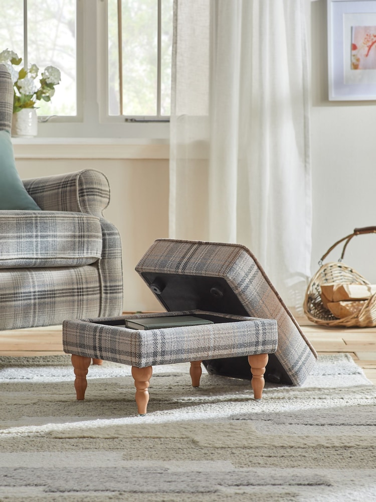 Tweedy Check Kildare Grey Sherlock Storage Footstool - Image 2 of 7