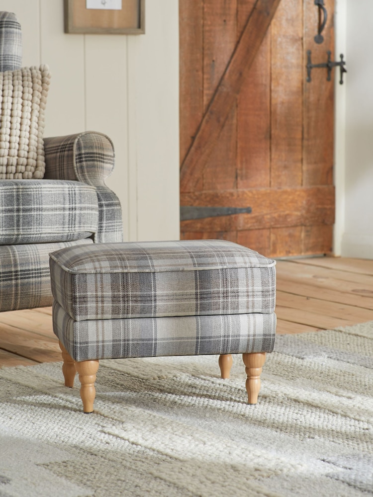Brushed Check Perth Grey Sherlock Storage Footstool - Image 1 of 7