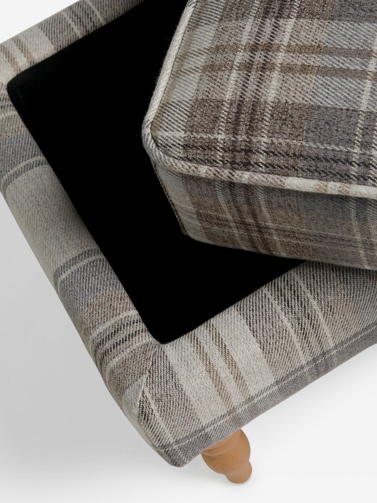 Brushed Check Perth Grey Sherlock Storage Footstool - Image 7 of 7