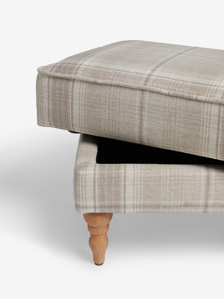 Versatile Check Light Natural Sherlock Storage Footstool - Image 9 of 9