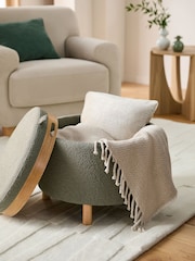 Casual Boucle Sage Green Ashton Upholstered Storage Stool - Image 2 of 8