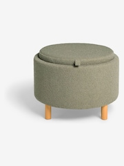 Casual Boucle Sage Green Ashton Upholstered Storage Stool - Image 6 of 8
